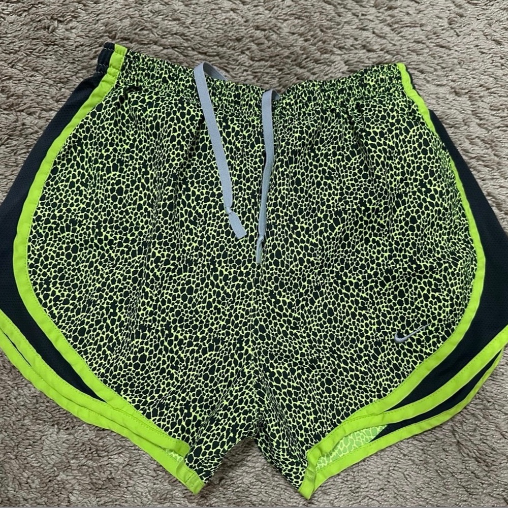 Nike Women's Neon Green Patterned Athletic Shorts G-7